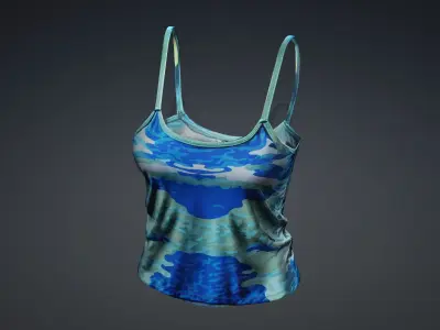 Blue camo Military top game ready UE5 Low-poly 3D model