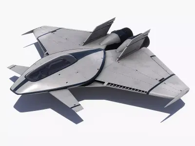 Pro Futuristic Spacecraft Jet Rigged Low-poly 3D model