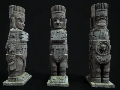 Statue Aztec Atlante Tula Low-poly 3D model