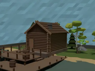 LowPoly Fishermans Hut Low-poly 3D model