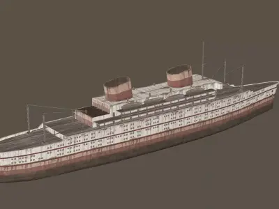 Old Rusted Steam Ship Low Poly 3D Model Low-poly 3D model