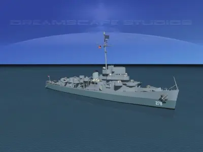 Evarts Class Destroyer DE278 USS Tisdale 3D model
