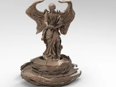 Angel Christmas statue on base 3D model