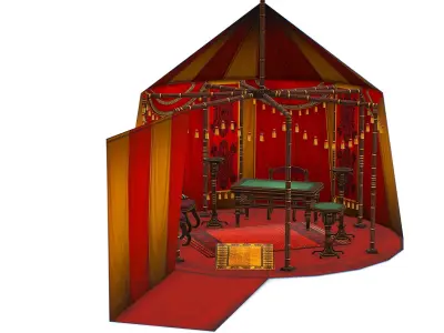 Ancient Historic Shater Military Tent Sheltering Control Room Low-poly 3D model