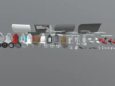 Car Parts Pack Low-poly 3D model