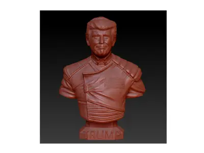Donald Trump Patriotic Military Bust Model with American Flag 3D print model