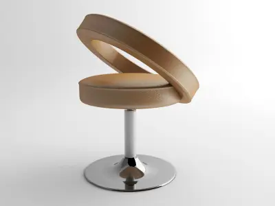 chair bar stool with chrome base 3D model