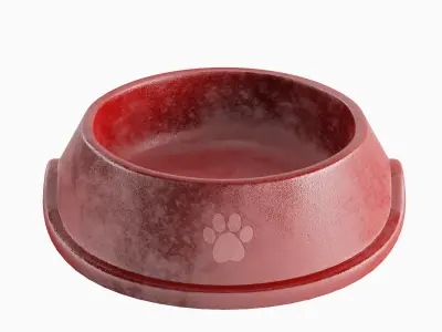 Used Metal Dog Bowl 02 3D model
