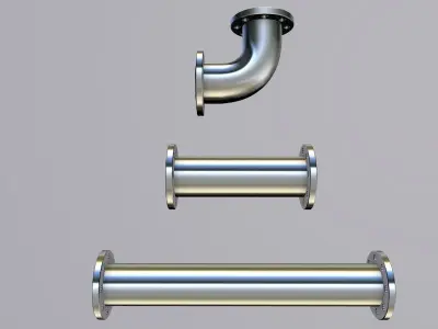 Flanged pipes and flanged elbow for kitbashing Free low-poly 3D model
