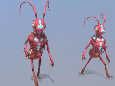 Red Ant walk and Idle Fbx Png 3D model