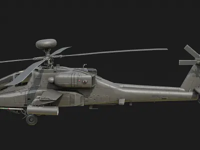 AH-64D Apache Helicopter Low-poly 3D model