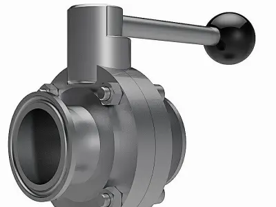 Manual Butterfly Valves - ASME-BPE Tri Clamp Connections - 3D model