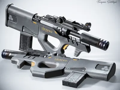 Sci-fi SMG Nerfed Kaku Peter Edition Low-poly 3D model