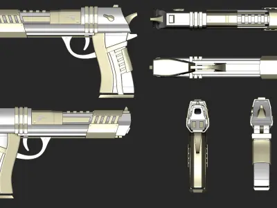 Sci-Fi Desert Eagle - Golden Luxury Gun Low-poly 3D model
