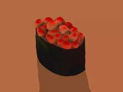 Fish roe sushi Low-poly 3D model