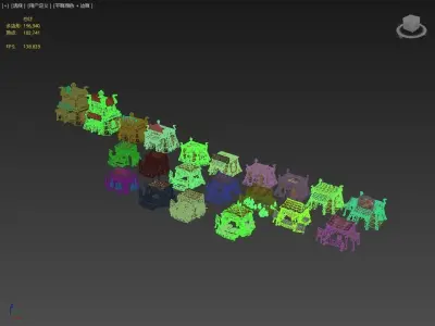 Medieval Market Vegetable Stalls Tent Pack Low-poly 3D model