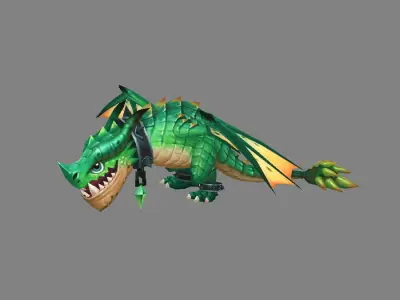Cartoon Fire Dragon - Poisonous Dragon - Ice Dragon Low-poly 3D model