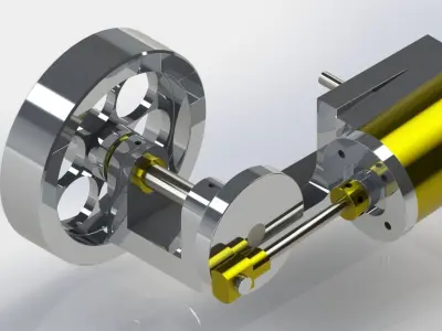 SIMPLE 1 CYLINDER OSCILLATING STEAM ENGINE 3D model