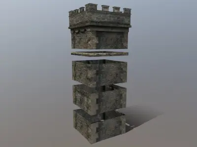 Medieval Modular Tower Builder Low-poly 3D model