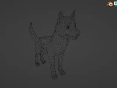 Stylized Blue Husky Low-poly 3D model