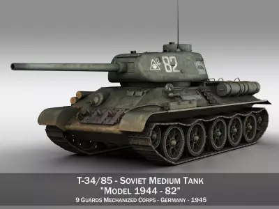T-34 85 - Soviet medium tank - 82 3D model