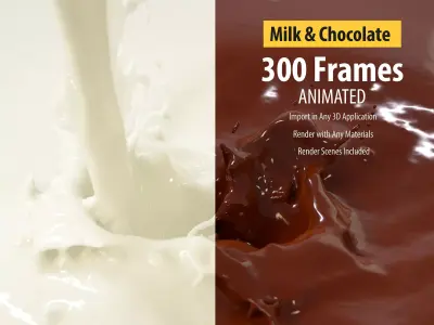 Pouring Milk Chocolate Animated Splash 3D model