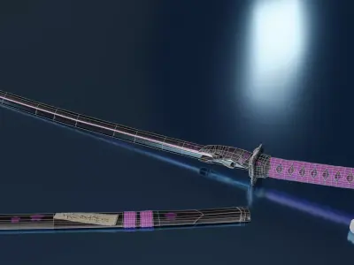 Flower Katana  - Game Ready Low-poly 3D model