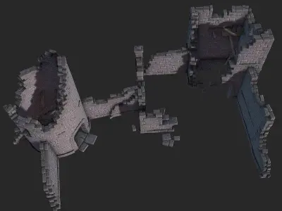 Castle Ruins Low-poly 3D model