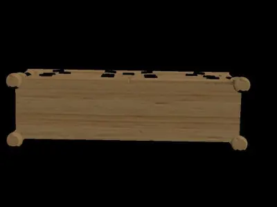 Wide Wooden Dresser Free low-poly 3D model