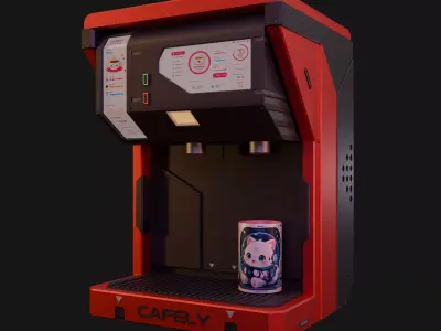 Sci-Fi Coffee Machine 3D Model Game-Ready PBR Low-poly 3D model