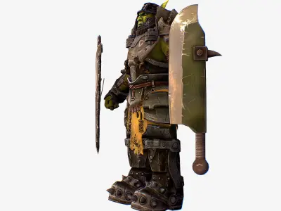Armored Military Troll Orc Game Character Low-poly 3D model