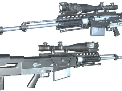 22-AS50-gun model 3d game ready model Low-poly 3D model Low-poly 3D model