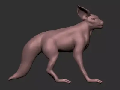 half cat half fox Low-poly 3D model