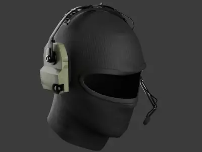 military balaclava and headset Free low-poly 3D model
