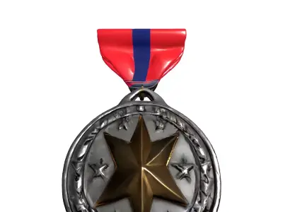 Military Achievement Medal with Ribbon Low-poly 3D model