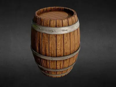Low Poly Wooden Barrel for game Low-poly 3D model