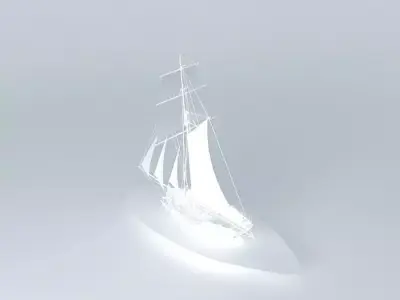 Low Poly Sloop sailing ship 3D model