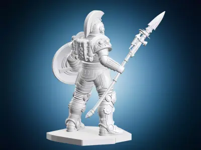 Steampunk Space Legion Heavy Mech Soldier with Spear and Shield 3D print model