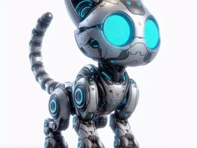 Robotic Cat With Blue Eyes 3D print model