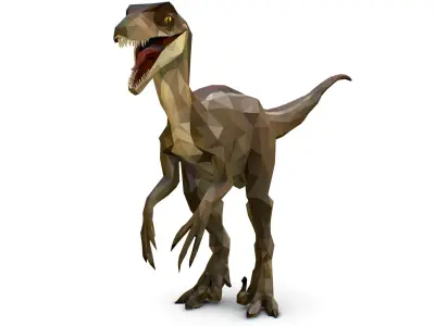 Dinosaur Raptor Lowpoly Art Style Animal Low-poly 3D model