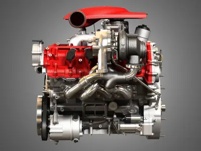 F8 Tributo Engine - V8 Twin Turbo Engine 3D model