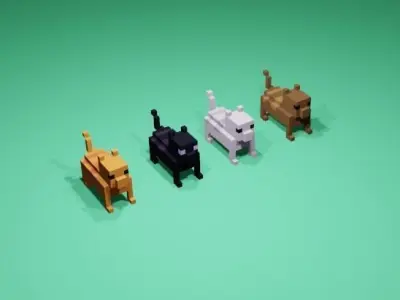 Cubic Cats Low-poly 3D model