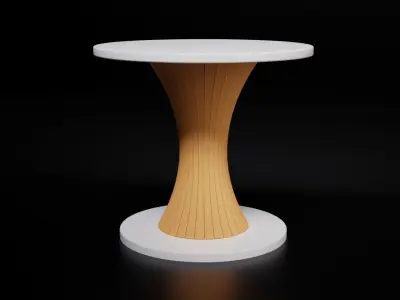 Mid-century Modern Round Table with Concave Pole Free 3D model