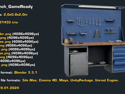 Workbench GameReady 3D model