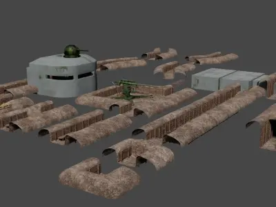 ww2 trench and bunker pack 3D model