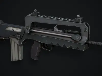 Famas F-1 Assault Rifle - Low Poly Game Ready Low-poly 3D model