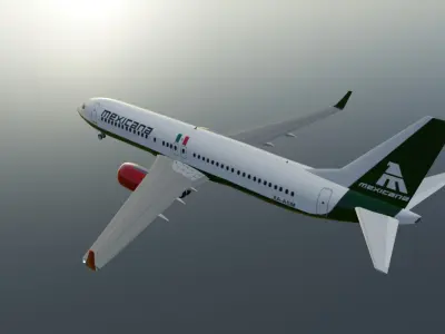 Mexicana Boeing 737-800 3D Model with cockpit requested Low-poly 3D model