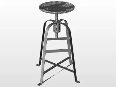 French Vintage Stool Free 3D model