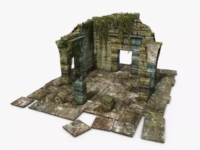 Jungle ruins with ivy Low-poly 3D model