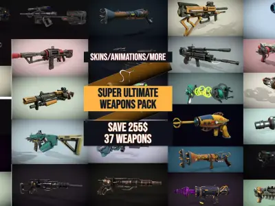 Super Ultimate Weapons Pack 37 Weapons Low-poly 3D model